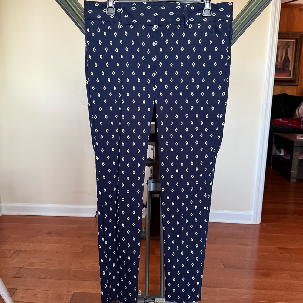 The Limited Signature Navy White Diamond Skinny Dress Pants Women's 8